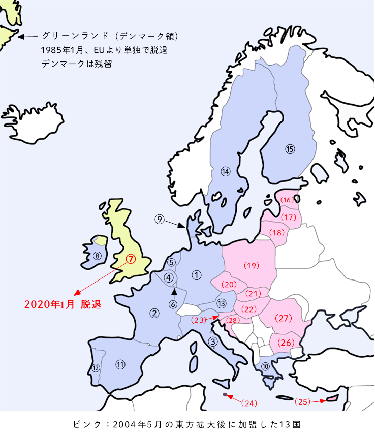 EUの地図（27加盟国）